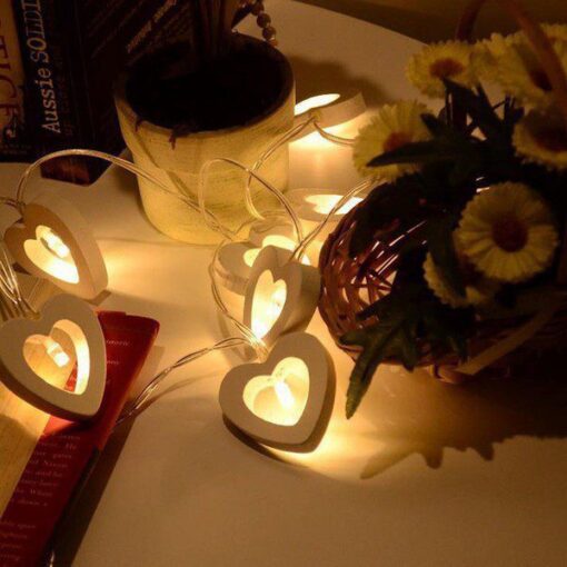ریسه LED قلب چوبی